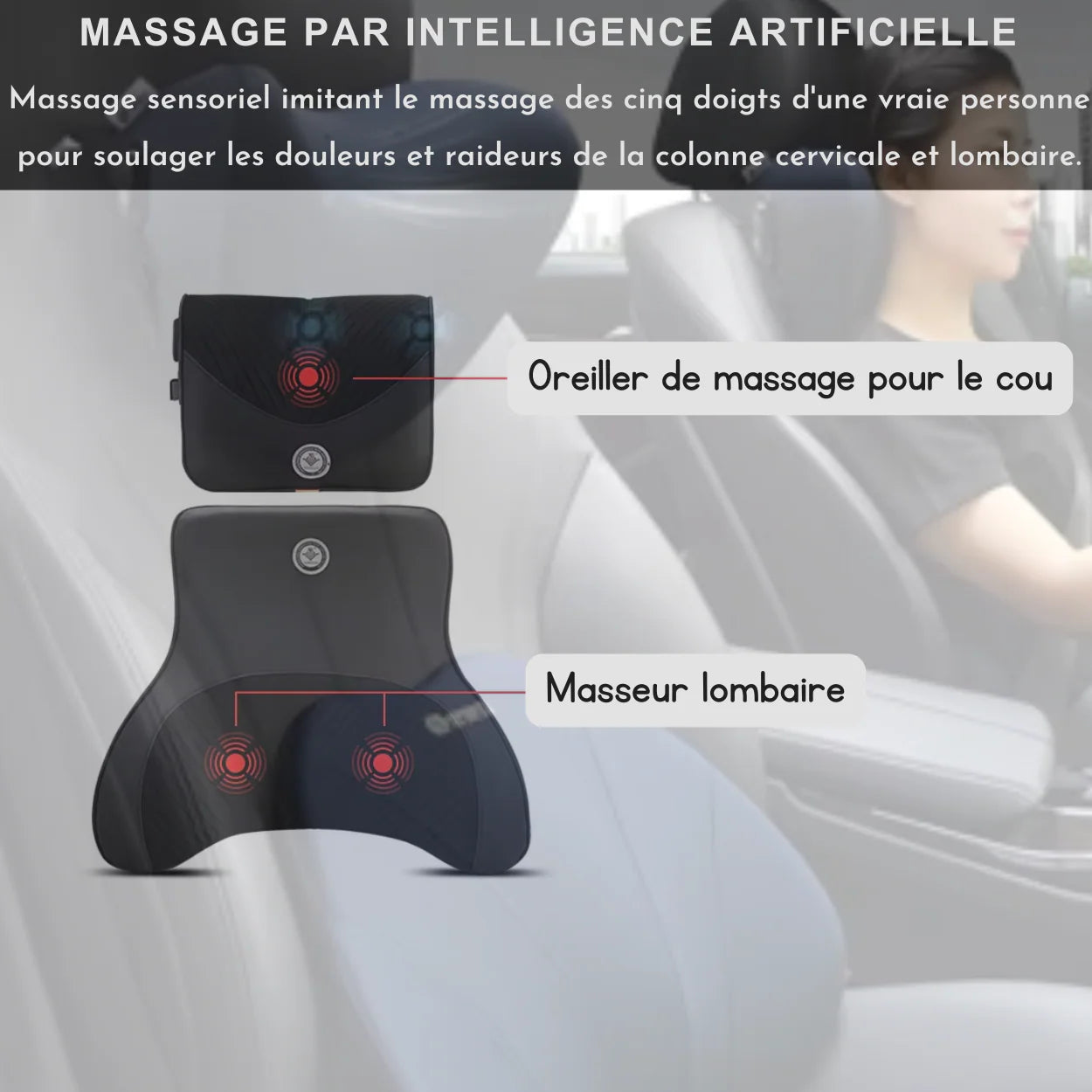 Massagekussen voor Autostoel van Milieuvriendelijk Geheugenschuim