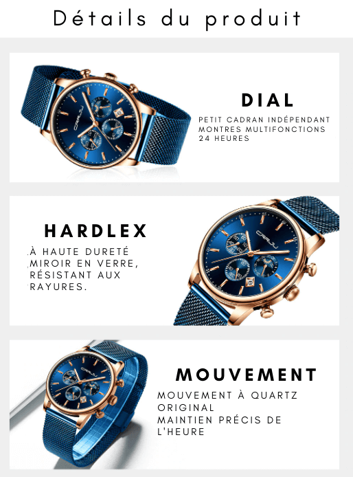 Montre chronographe à bracelet maille acier
