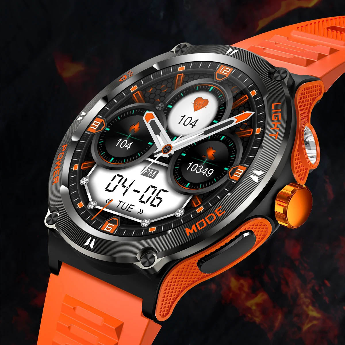 Montre connectée sportive écran HD avec torche LED et boussole
