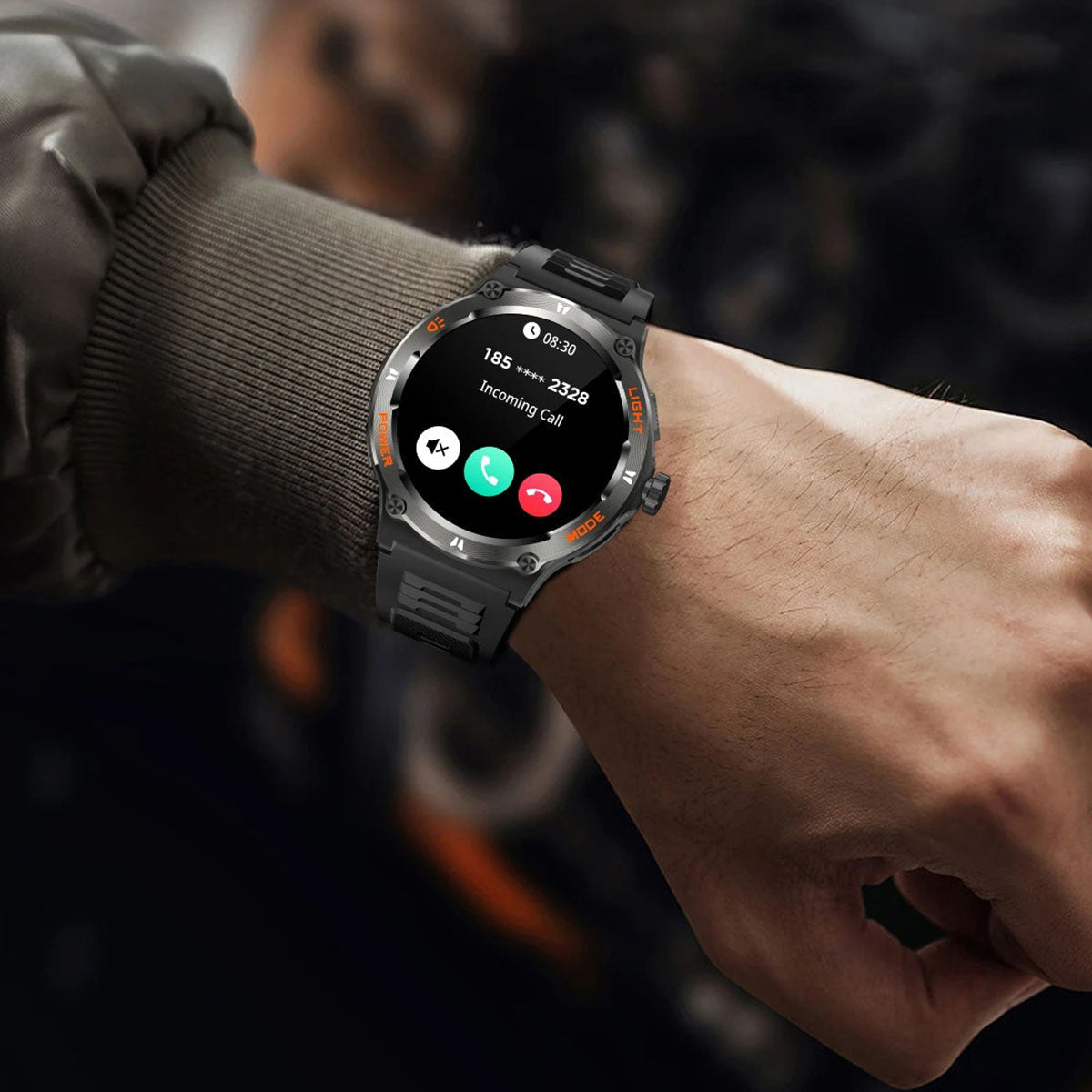 Montre connectée sportive écran HD avec torche LED et boussole