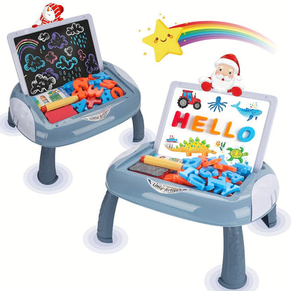 Dubbelzijdig schoolbord zwart en wit met accessoires
