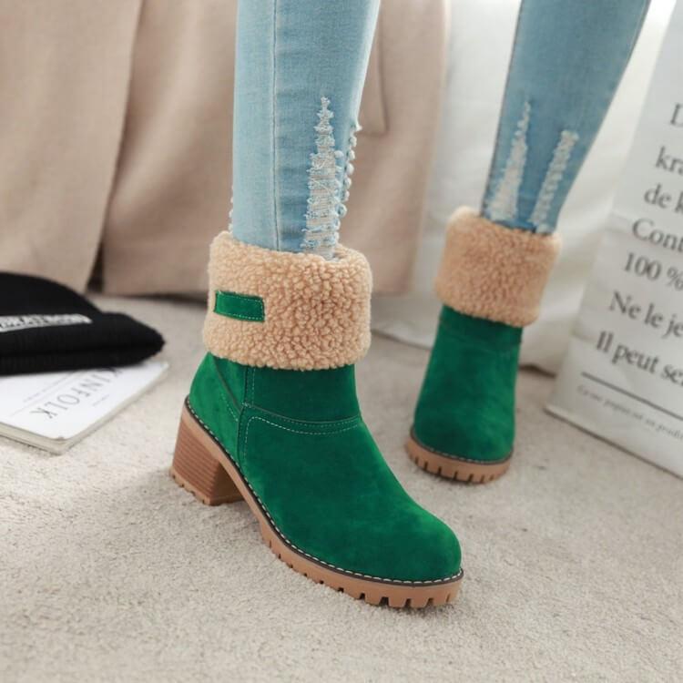 Bottes de neige isolantes en fourrure d'hiver