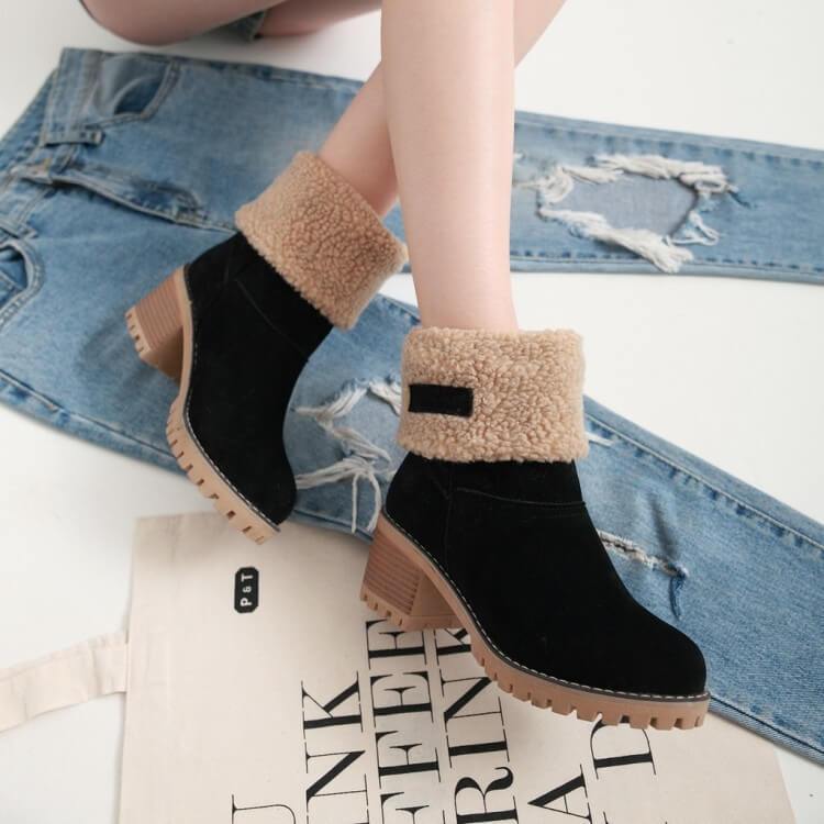 Bottes de neige isolantes en fourrure d'hiver