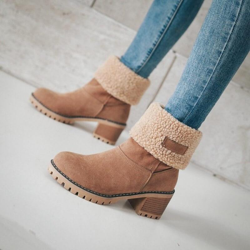 Bottes de neige isolantes en fourrure d'hiver