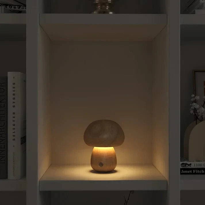 Fungus-lamp van natuurlijk hout