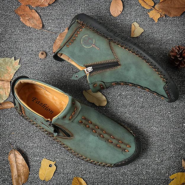 Bottes de cheville vintage cousues main en cuir