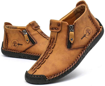 Bottes de cheville vintage cousues main en cuir