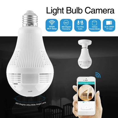 Caméra ampoule LED 360° sans fil rotative